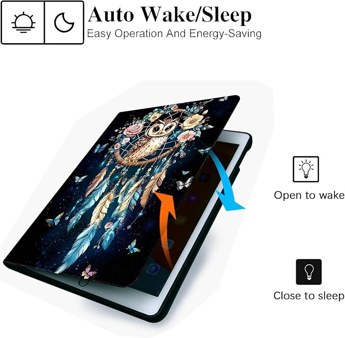 for Microsoft Surface Go 4/3/2/1-10.5" 2021 Tablet Case,Auto Wake/Sleep,Adjustable Stand Protective Cover - Owl Dreamcatcher