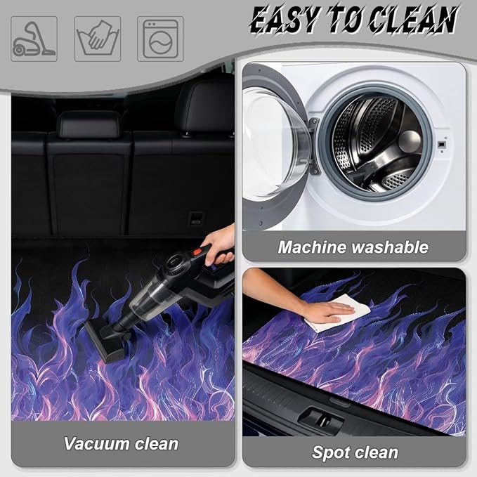 Howilath Purple Flame Car Trunk Mat 29"x39" All Weather Cargo Liner Non-Slip Rear Trunk Protection for SUV Sedan Truck