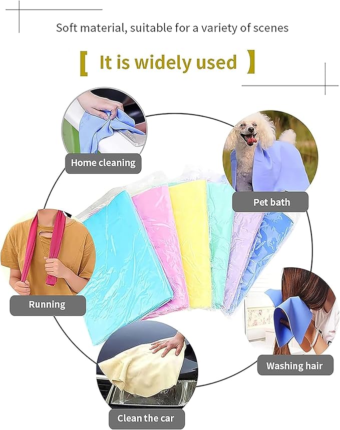 GabeFish Super Absorbent Shammy Dog Towels Quick Dry Eco-Friendly Soft Multifunctional Pets Cats Towel Packs Large 5PC