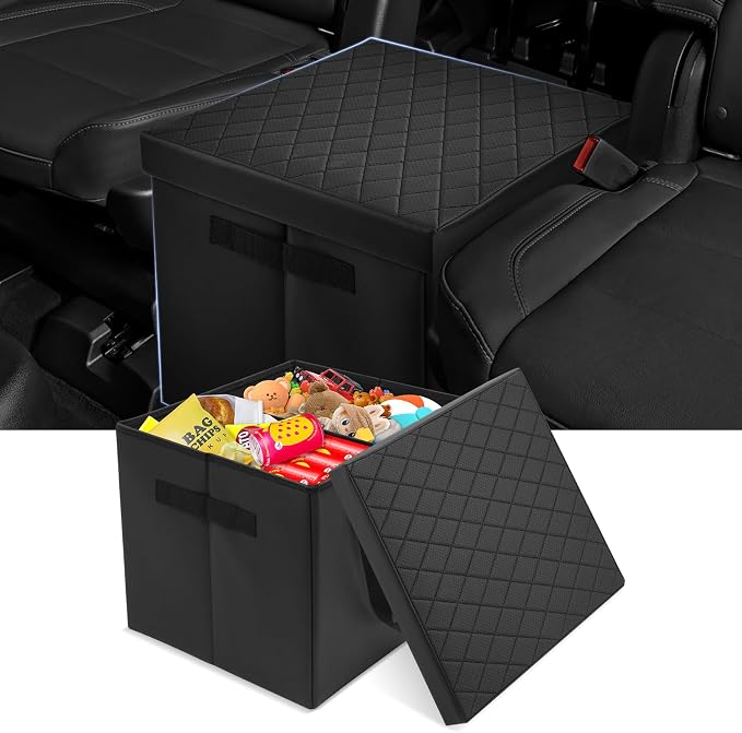Autorder Car Seat Organizer for 2021-2025 2026 Chevy Chevrolet Suburban/Tahoe Accessories Portable Backseat Organizer with Lid Handles Car Floor Storage for Kids Toys Baby Products Daily Necessities