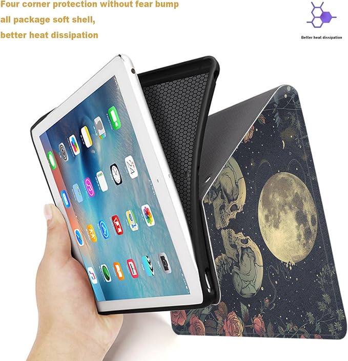 Tablet Case for iPad 11th A16 2025 (11 Inch)/10th Generation 2022 (10.9 Inch),Shockproof Protective Cover with Stand,Auto Wake/Sleep,Skeleton Rose