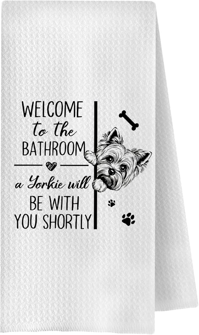 Funny Yorkshire Terrier Bathroom Hand Towels, Yorkshire Terrier Gifts for Women Men, Dog Lover Gifts Decorative Hand Towels for Bathroom Washroom Toilet Restroom, 16x24 Inches