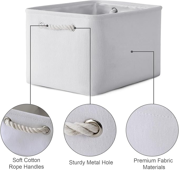 Storage Basket for Shelves - 15.8x11.8x11.8 inch 3 Pack Fabric Storage Cubes, Collapsible Storage Bin for Organizing Organizer Closet Book Gift Dog(White)