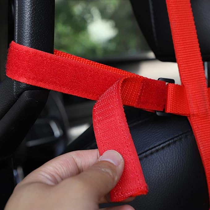 Rear Seat Dog Barrier Net Divider for Jeep Wrangler JK JL JT 2007-2025 | Fits Jeep Wrangler JK JL & Gladiator JT 2/4 Door, Red, Thickened Polyester Pet & Child Safety Barrier, No-Tool Install