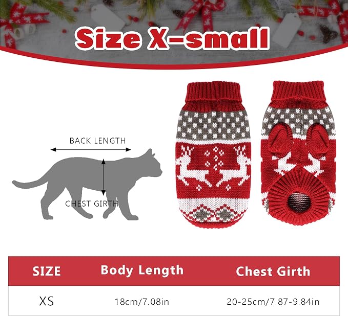 Gvhntk Dog Christmas Sweaters Christmas Sweater Cat Pet Xmas Clothes Cat Outfit Holiday Classic Winter Knitwear Warm Reindeer Snowflake Sweater for Kitty Puppy Dogs Cat