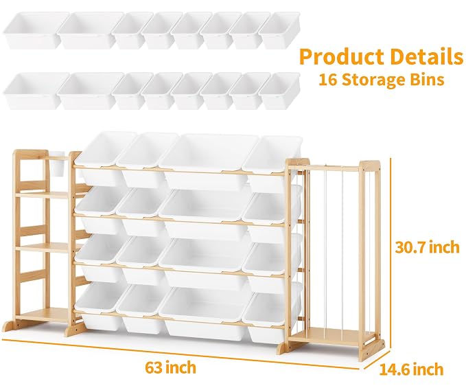 Toy Storage Organizer with Bookshelf and Stuffed Animal Storage - Playroom Organization with Shelves and 12 Bins - Living Room Box for Lego - Bedroom Decor Essential