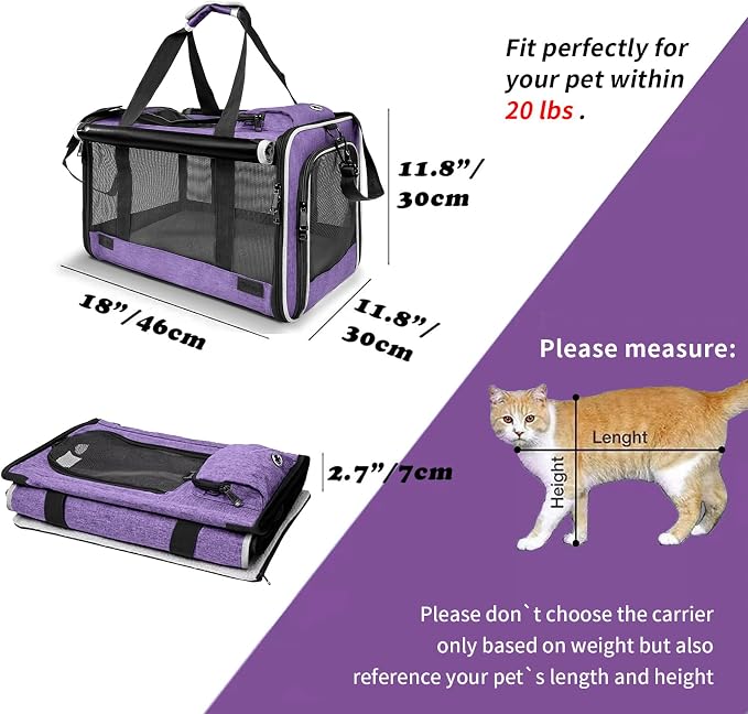 GAPZER Carrying Bag Yorkie Dog Travel Kennel Ventilated Soft Pet Carrier | Privacy Protection Big Kitten Car Travel Cloth Carry Bag up to 20 lbs, Small Animal Portable Mesh Kennel Cage for Vet Visits