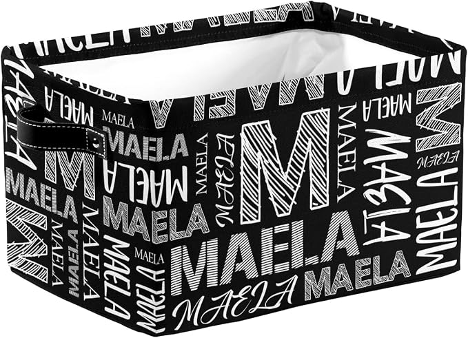 Foldable Personalized Storage Box for Boys Girls with Name Waterproof Kids Custom Storage Bin Baskets Cube Boxes Organizer with Handles for Organizing Shelf Closet, 1 Pack