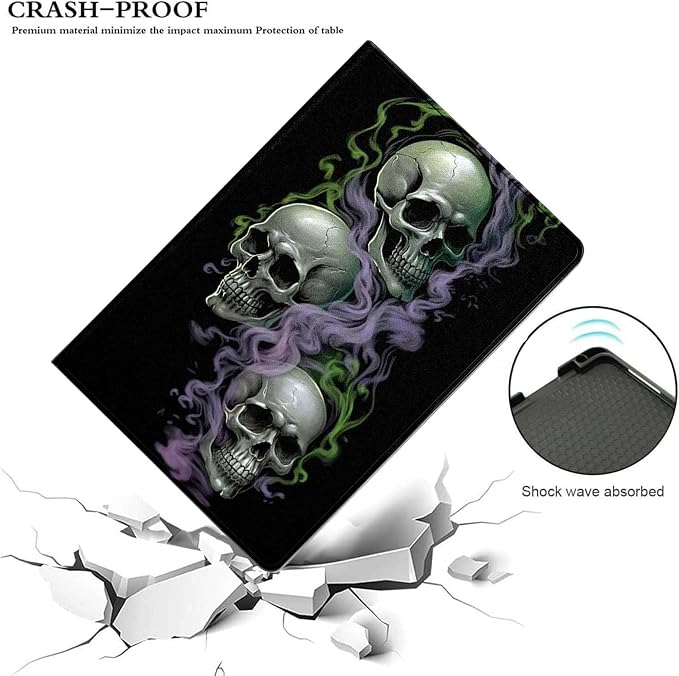 for Samsung Galaxy Tab S8 2022/Tab S7 2020 11" Tablet Case(Model SM-X700/X706/T870/T875/T878),Premium Leather Folio Stand Auto Wake/Sleep,Multiple Viewing Stand,Purple Smoking Skulls