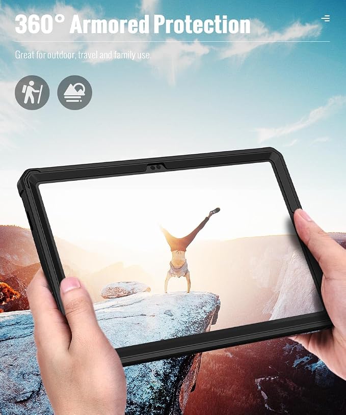 MoKo Shockproof Case Fit Samsung Galaxy Tab A9+ / A9 Plus 11 Inch, Black | Full Body Rugged Stand Back Cover with Built-in Screen Protector for Galaxy Tab A9+/ A9 Plus Tablet