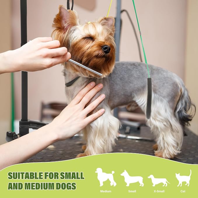 Dog Grooming Arm 35" with Hammock, Haunch Holder for Small Medium Pets | Adjustable 18"-35" Dog Grooming Table Stand with Loop Noose, Fits 2" tables, for Small/Medium Dogs under 30 lbs