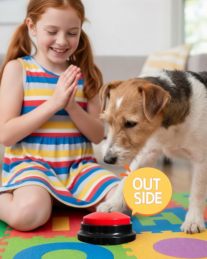 Dog Talk Buttons Voice Recording Button for Communication and Pet Training 30-Second Record & Playback Talking Button for Study, Office, Family, and Kids (red, one)