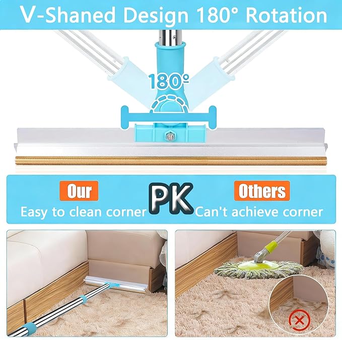 Pet Hair Removal Carpet Rake, 2-in-1 Pet Hair Removal Tool with Water Brush, Adjustable Handle, Dog and Cat Brush and Scraper, Suitable for Carpets, Floor Mats, Sofas, Furniture and Car Interiors