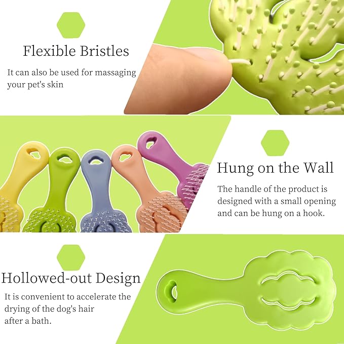 Cloud-Shaped Soft Bristle Small Dog Brush - Hollow Back Design for Easy Grooming - Ideal for Yorkie, Shih Tzu, Maltese Maltipoo Pomeranian- Puppy Essentials , Pet Hair Removal Essentials (Green)
