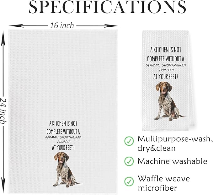 German Shorthaired Pointer Dish Towels - 100% Waffle Weave Microfiber Kitchen Towels, German Shorthaired Pointer Color, 16x24 Inches