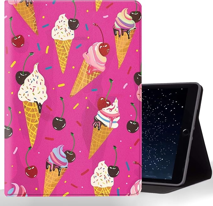 Tablet Case for iPad 10.5 Inch (iPad Air 3/Pro,2017/2019),Shockproof Protective Cover with Stand,Auto Wake/Sleep,Ice Cream Cherry Pattern
