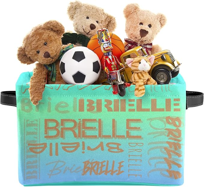 Personalized Storage Bins with Name Custom Kids Storage Basket Cubes Organizer with Handles for Organizing Boys and Girls Toys Shelf Closet Nursery Baskets Boxes, 1 Pack