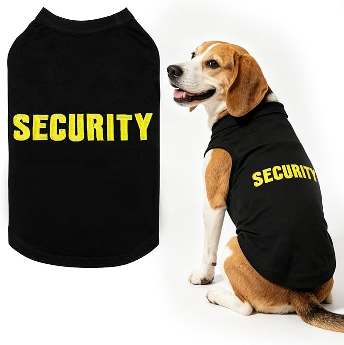 BINGPET Embroidered Security Dog Shirts,Soft Cotton Puppy Tshirt,Breathable Lightweight Dog Costumes Tank Top Vest,Machine Washable Stretchy Clothes for Small Medium Large Dogs Boy Girl(XL)