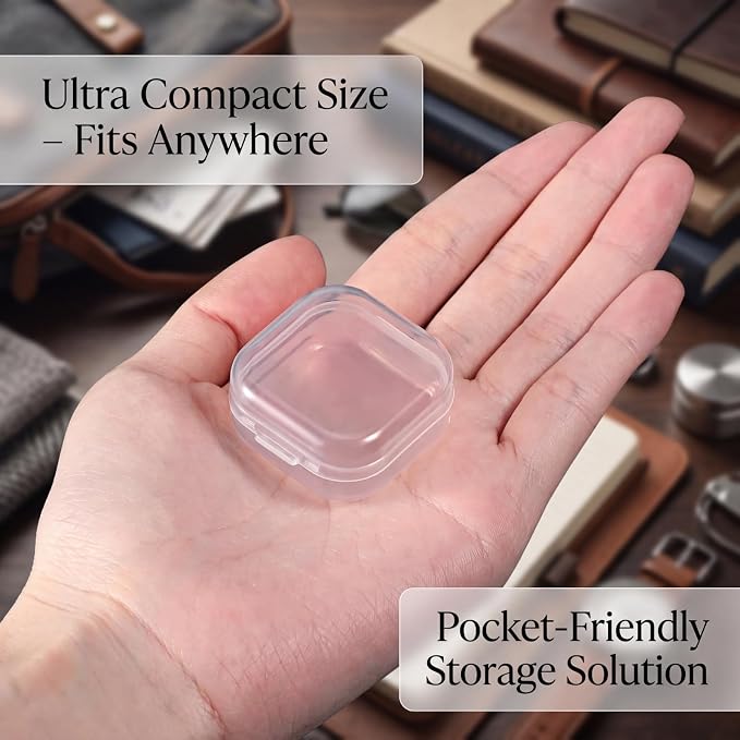 24 Packs Small Clear Plastic Beads Storage Containers Box with Hinged Lid for Storage of Small Items, Crafts, Jewelry, Hardware(1.37 x 1.37 x 0.7 Inches)