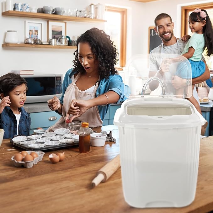 Blushtier 4 Pack Sugar Storage Containers Flour Bin with Wheels Large Pet Dog Food Storage Boxes Measuring Cup Sealed Transparent Flip Lid Portable Household Rice Container Set(30 Lbs)