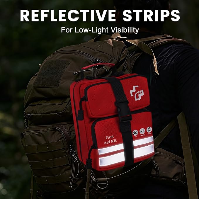 450 Piece Premium First Aid Kit, Water-Resistant Emergency Medical Kit with MOLLE System for Car, Home, Travel, Camping, Hiking & Outdoor Preparedness