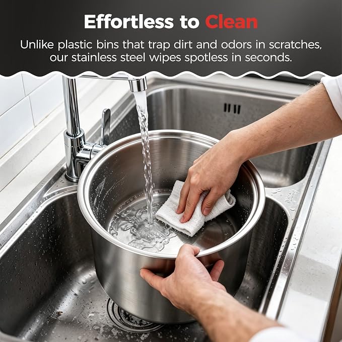Umimile 304 Stainless Steel Airtight Food Storage Container – 10L (2.6Gal) Metal Canister with Clear Lid, 0.8mm Thick, Silicone Plug Release & Removable Gasket – for Rice, Flour, Pet Food (13L)
