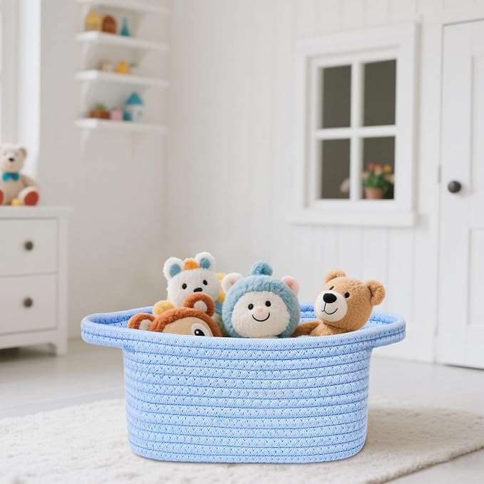 ABenkle Small Storage Basket, Mini Basket, Cute Tiny Cotton Rope Woven Basket, Shelf Basket, Boho Decorative Toy Storage Bin Gift Basket