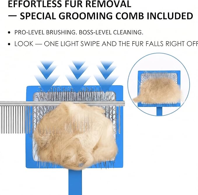 Slicker Brush for Dogs, Large Long Pin Dog Grooming Brush for Doodles Goldendoodles Poodles Labradoodle Bernedoodles, 3 Pcs Wooden Handle for Mats Tangles - Blue