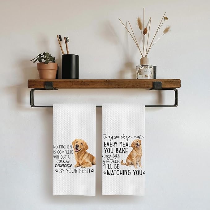 Golden Retriever Kitchen Towels Set - Golden Retriever Gifts for Dog Lovers Women, Dog Hand Towels Dish Towels Decor, 16x24 Inch,Set of 2