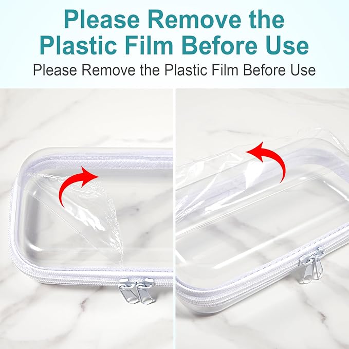 20 Pcs Clear Hard Zipper Case Bulk Hard Shell Plastic Pouch Transparent Double Zippers Toy Storage Organizer Bins for Building Blocks, Puzzles, Cosmetics(7.48 x 2.94 x 2 Inch)