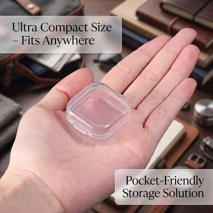 SATINIOR 48 Packs Clear Small Plastic Containers Transparent Storage Box with Hinged Lid for Small Items Crafts Jewelry (1.37 x 1.37 x 0.7 Inches)
