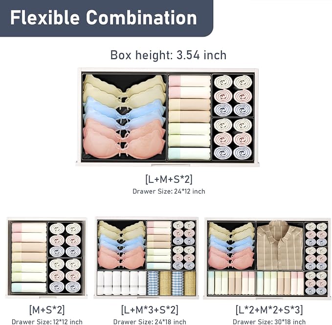 DIMJ Drawer Organizer Clothes 28 Pack - Foldable Baby Organizers and Storage Dresser Organizer for Bedroom, Closet Nursery Organization Dresser Dividers for underwear, Sock, Bra, Belt, Tie