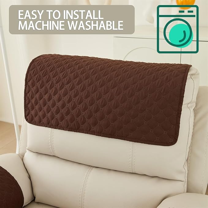 Armrest Covers Armchair Slipcover, Couch Arm Covers Recliner Covers with Storage Pockets Armrest Protector for Chair Sofa(Brown.,1 Seat | 3 Piece Set)