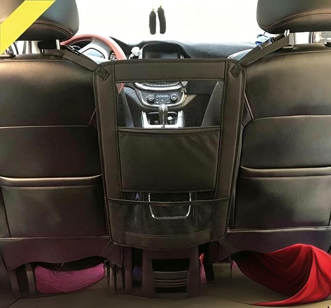 Car Seat Net Organizer Between Front Seats for Dodge Charger 2019-2023, Multi-Pocket Mesh Storage Bag, Backseat Barrier for Kids & Pets