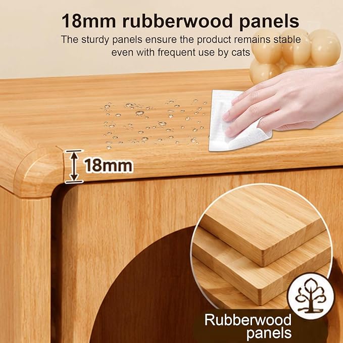 Wooden Nightstand with Cat House, Small Bedside Table with Double Drawers | Home Side Table, Multi-Functional Cat Furniture for Bedroom, Living Room, Corner