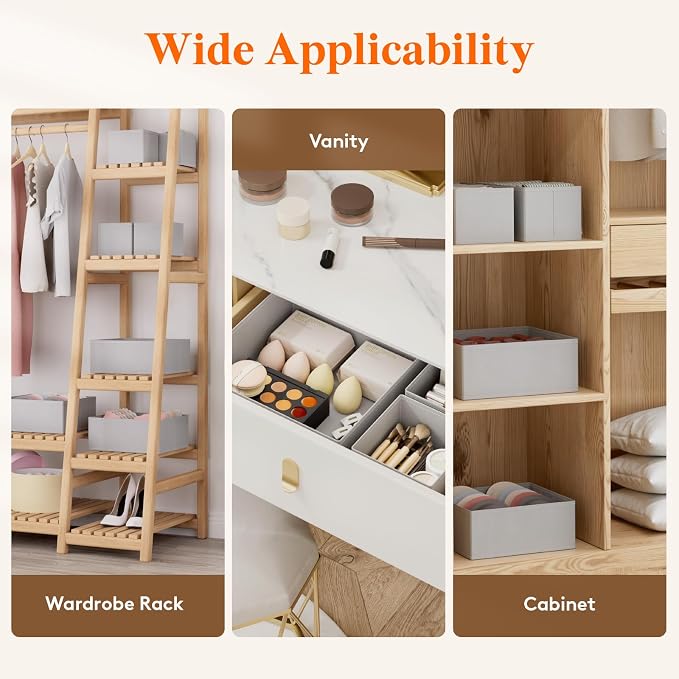 Lifewit Underwear Drawer Organizer for Closet 8 Pack | 3 Sizes Dresser Organizer Dividers, Deep Fabric Foldable Drawer Storage Bins for Clothes, Sock, Bra, Lingerie, Undies