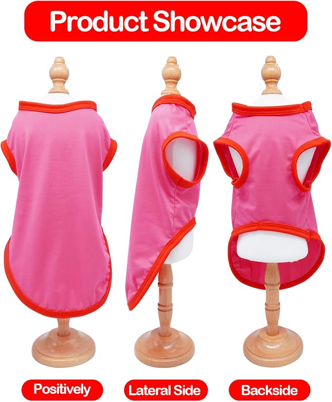 PET SHOW 4 Pack Pink Dog Shirts for Small Doggies Girl | Breathable t-shirts for cats,polyester,sleeveless vest,holiday birthday puppy clothes tank top,S