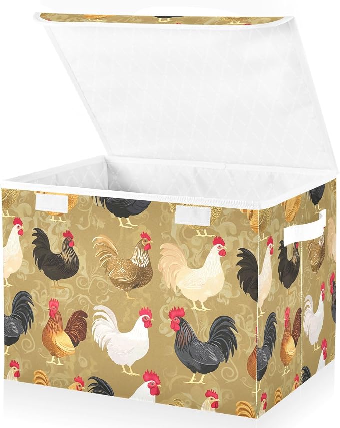 Art Pet Chicken Gold Stackable Storage Bins Organizer And Storage Lidded for Bed Sheet Under Bed