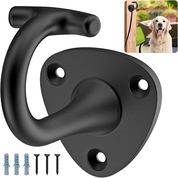 Dog Leash Hooks for Wall Black Dogs Leash Wall Mount Dog Hook for Leashs for Secure and Escape-Proof Hook for Lead Management