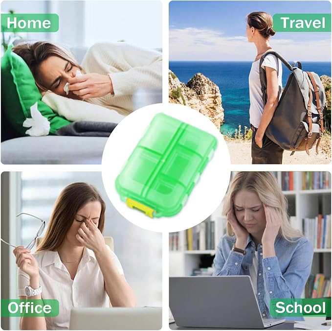 2PCS 7-Day Pill Organizer with Labels – Travel Pill Case, Daily Medication Organizer | Compact & Secure | Fits in Pocket/Purse (3.7” x 2.4”)