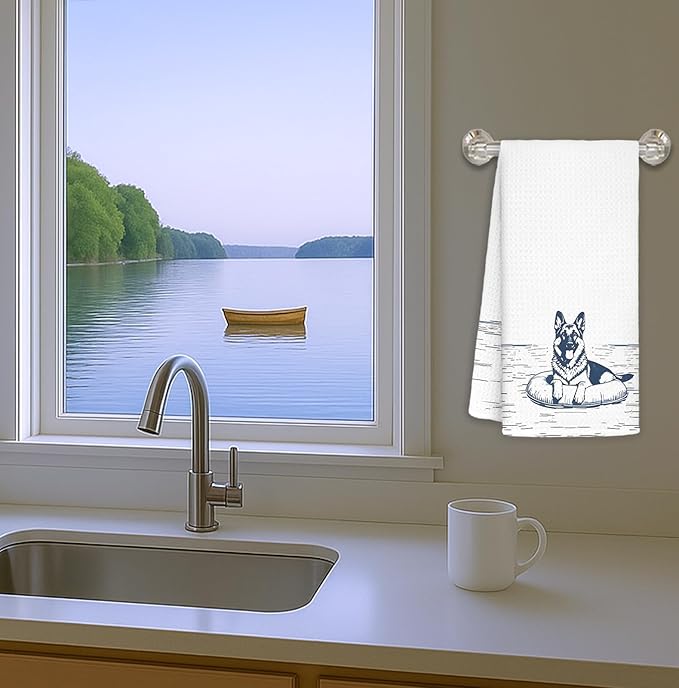 Golden Retriever Lake House Decor Dish Towels,Lake House Gifts,16x24 Inch,Funny Lake Dog Kitchen Towels Decorative,Dog Lover Mom Gifts Hand Towels Drying Cloth for Kitchen Bathroom Decor