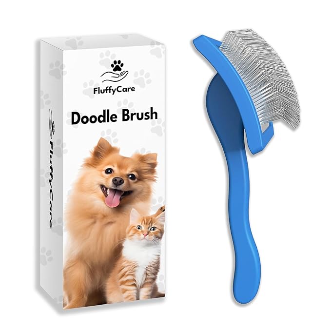 Slicker Brush for Dogs, Dog Brush for Shedding Massaging, Doodle Brush for Long Haired Dogs with Extra Long Pins to Effectively Remove Tangles, Knots and Mats (LARGE) (Blue, Large)