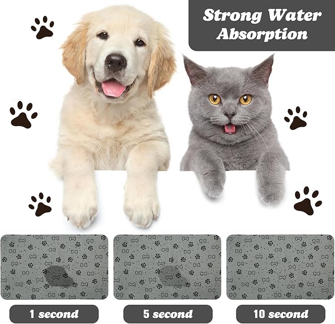 Dog Food Mats,Cat Absorbent Water Bowl Feeding Mats Pet Placemats for Food and Water Spot 16 * 24 inch