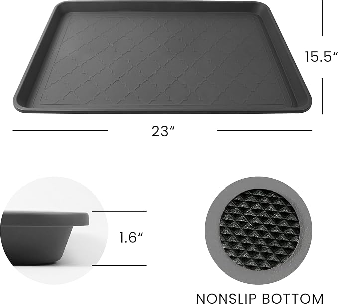 Boot Tray for Entryway Indoor, Heavy Duty Shoe Mat Tray 2 Packs, 23"x15.5" Waterproof Shoe Trays with Raised Edge, Outdoor Multi-Purpose Mat for Boots, Shoes, Garden, Pets