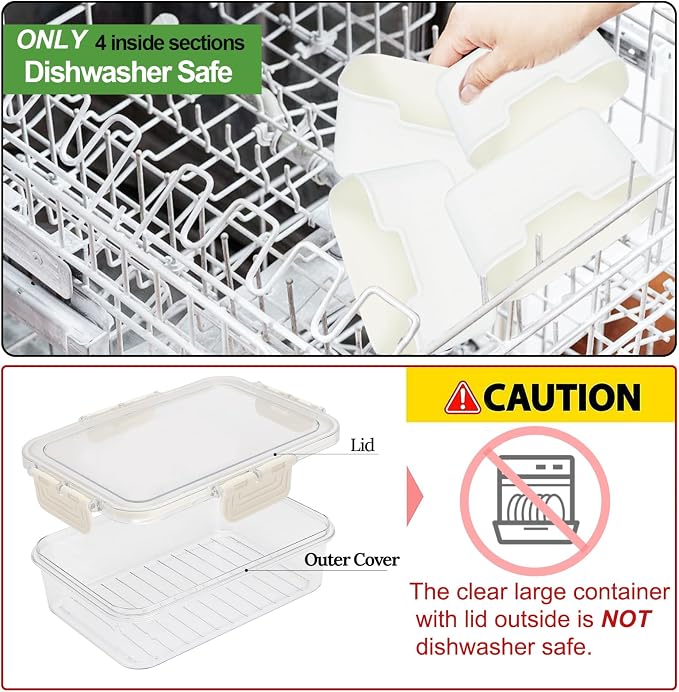 4 Compartment Snackle Box Containers with Lids, 2 Pcs Divided Serving Tray | Portable Snack Platter Fruit Veggie Tray Snackele Box Container for Charcuterie, Party, Snack, Nuts, Beach, Travel, Picnic