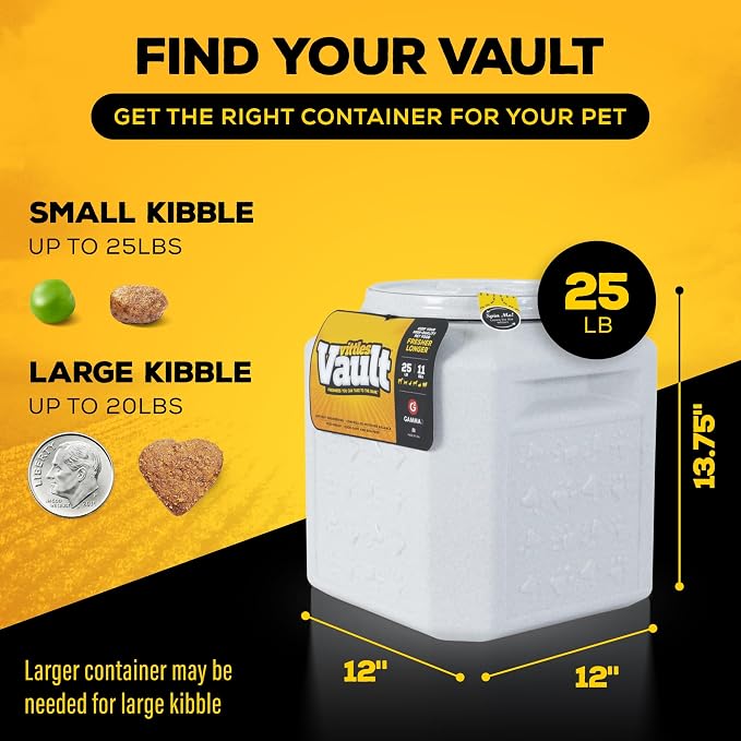 Vittles Vault Vittles Vault Pawprint Food Storage Container + Scoop, 25lbs | BPA Free Plastic, Sealed Airtight for Kibble, Bird Seed, Oatmeal and More; Includes Scoop, Made in USA