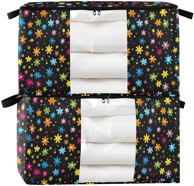Generic Pet Paw Star Clothes Storage Bag Bins 2 Pack Foldable Storage Containers Large Closet Organizer with Zipper Under Bed Storage for Pillows Clothing Comforters 95L, g355896643p976c1037s2358