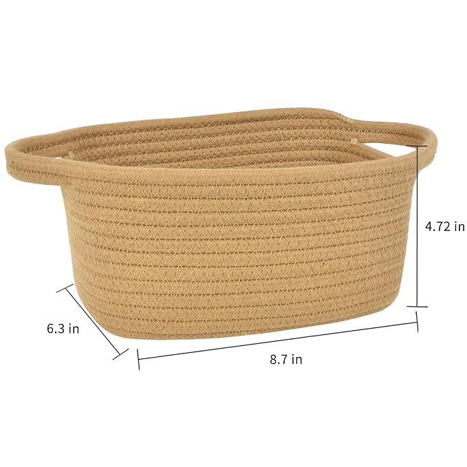 ABenkle Small Storage Basket, Mini Cotton Rope Woven Basket, Cute Boho Decorative Toy Storage Bin