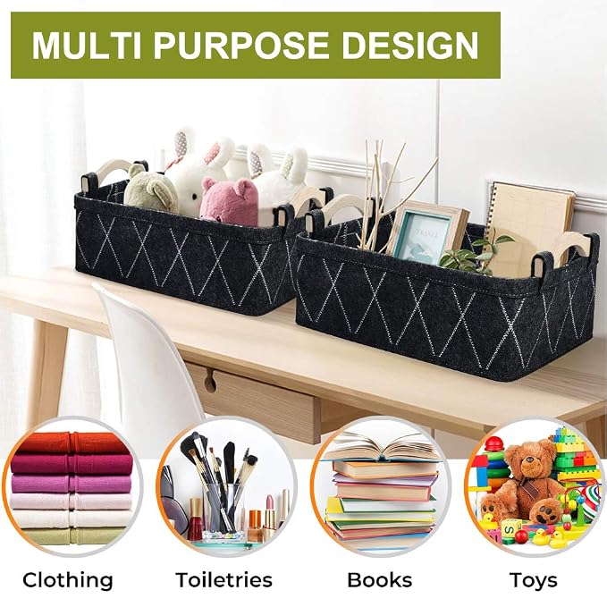 Small Baskets Collapsible Storage Bin Fabric Organizer for Shelves Underwear Socks Bra Towel Toiletry Baby Products Empty Gift Basket Dark GRAY