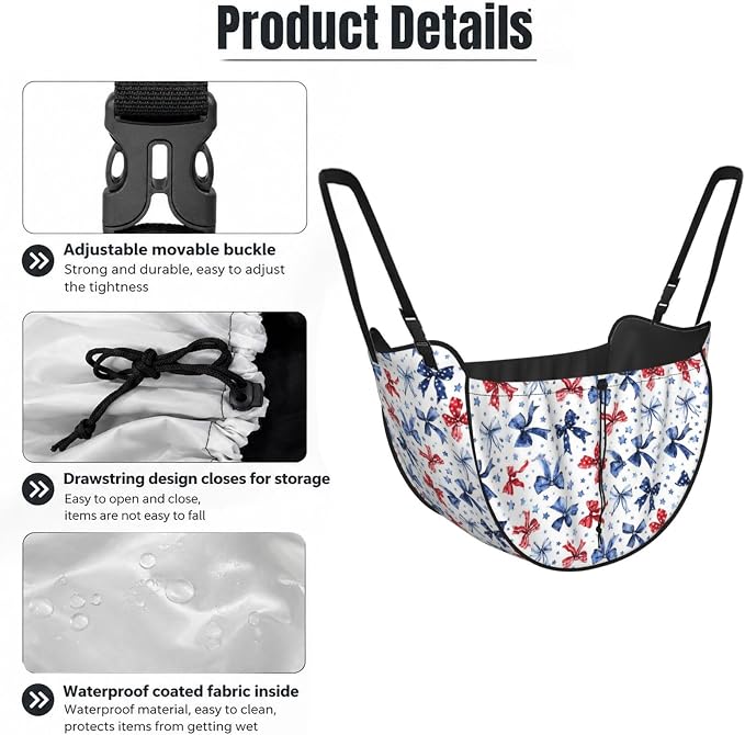 Patriotic Bow Star Car Seat Organizer Backseat Storage Bag, Large Waterproof Vehicle Organizer With Adjustable Straps For Gear Essentials, Fits Most Cars